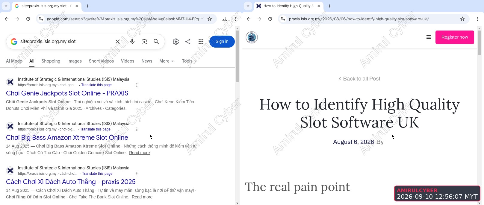 Figure 5. ISIS Malaysia platform: Google's index vs the live casino article
